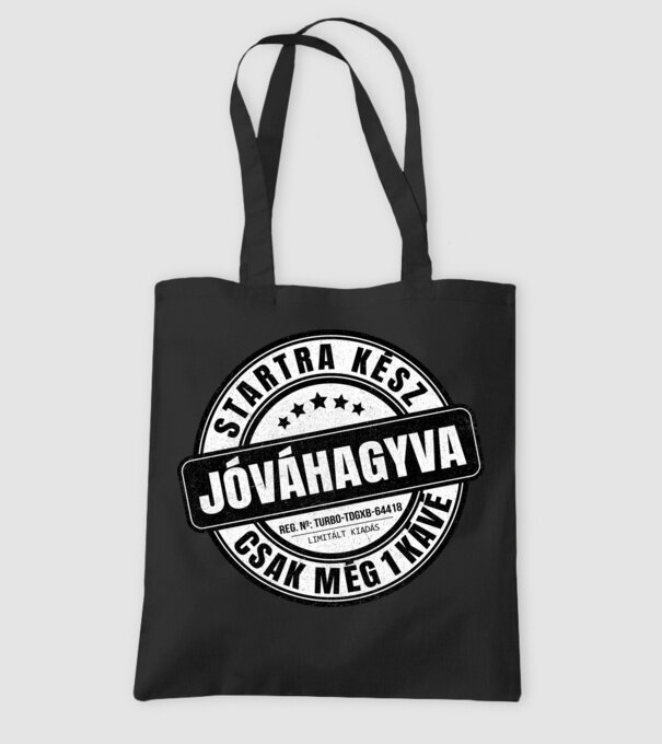 Jóváhagyva bélyegző - még egy kávé minta fekete pólón