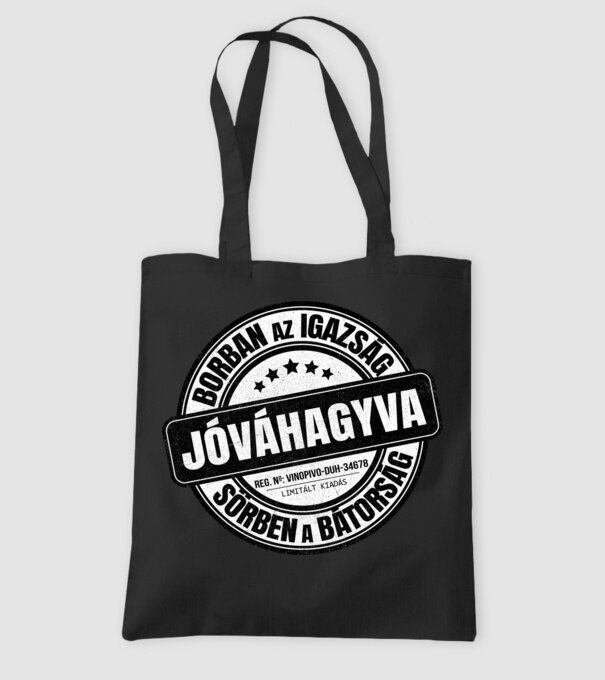 Jóváhagyva bélyegző - borban az igazság minta fekete pólón