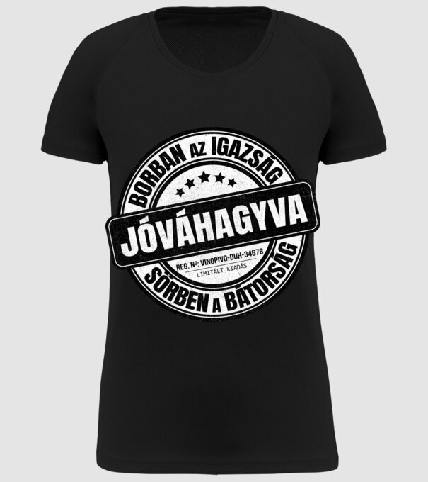 Jóváhagyva bélyegző - borban az igazság minta fekete pólón