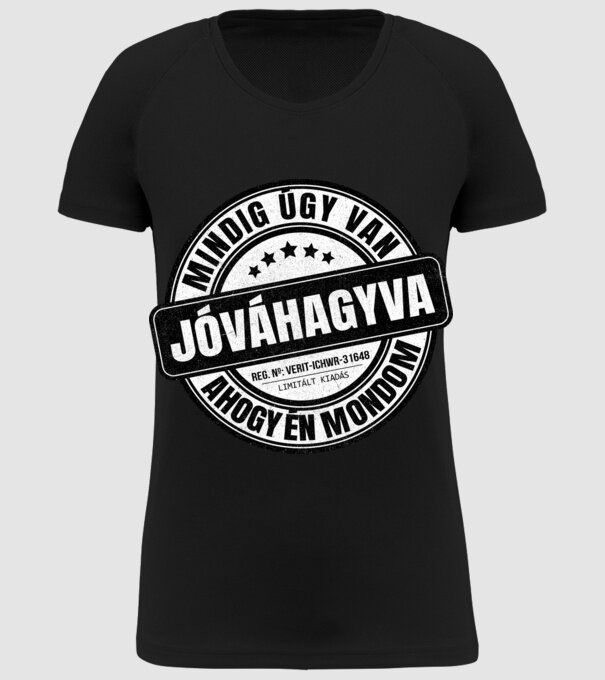 Jóváhagyva bélyegző - igazamvan 2 minta fekete pólón