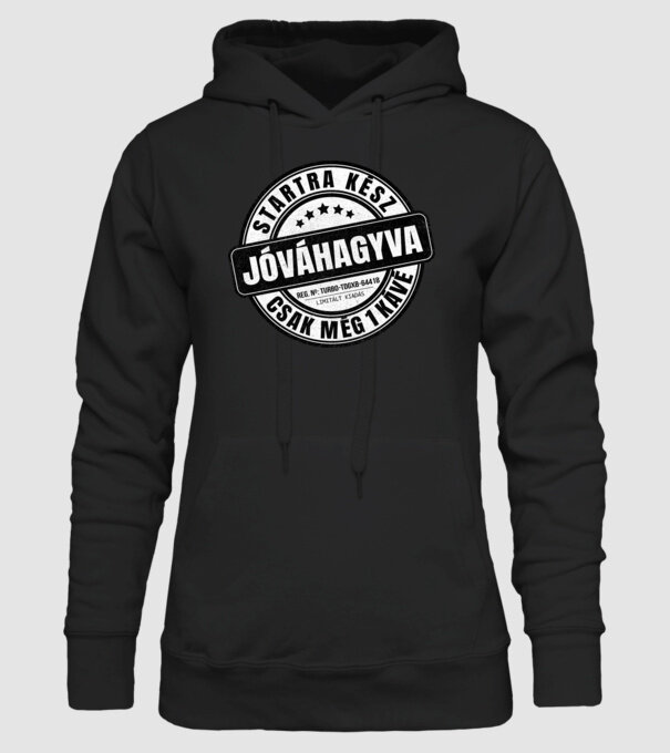 Jóváhagyva bélyegző - még egy kávé minta fekete pólón