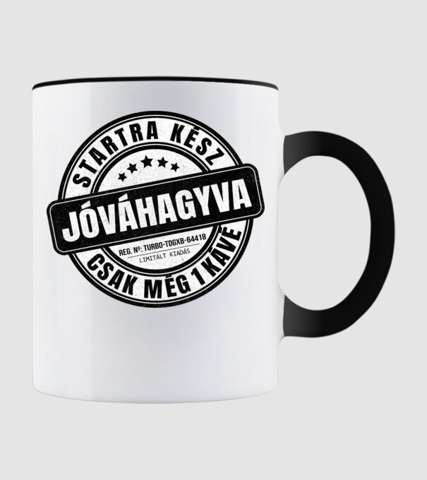 Jóváhagyva bélyegző - még egy kávé minta fekete pólón