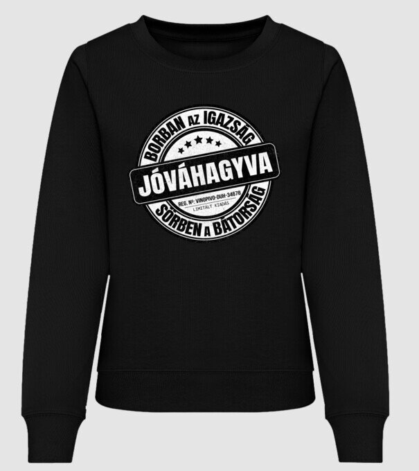 Jóváhagyva bélyegző - borban az igazság minta fekete pólón