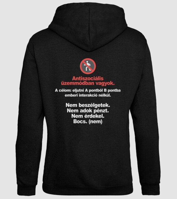 Antiszociális üzemmódban vagyok minta fekete pólón