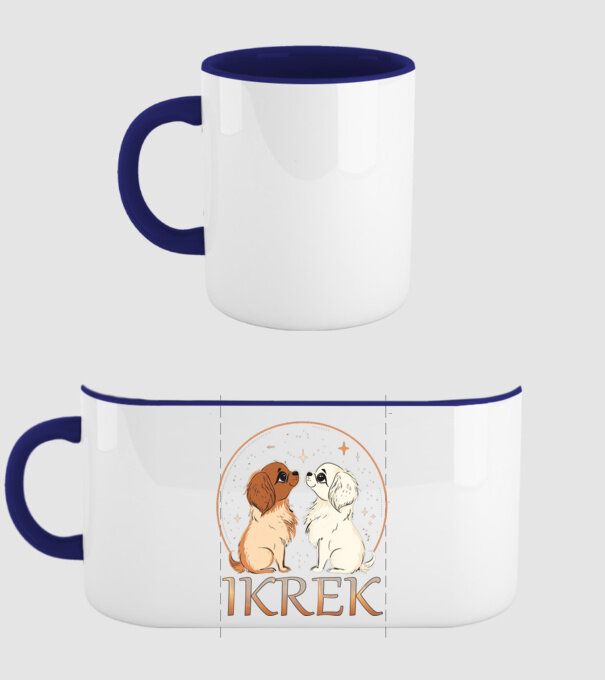 Kutyás Ikrek Horoszkóp minta sötétkék pólón