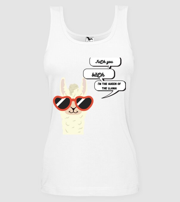 LLama queen minta fehér pólón
