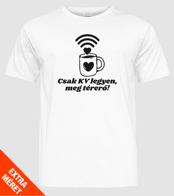Kávé és térerő minta fehér pólón