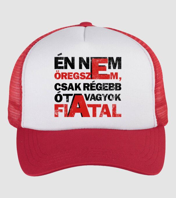 én nem öregszem minta fehér/piros pólón