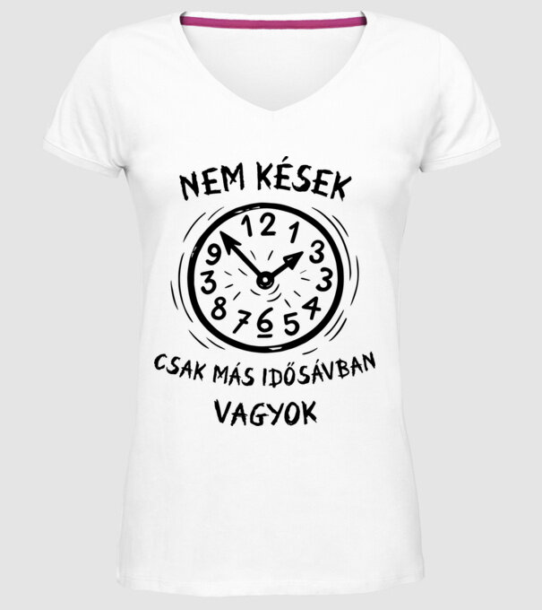Időcsapda minta fehér pólón