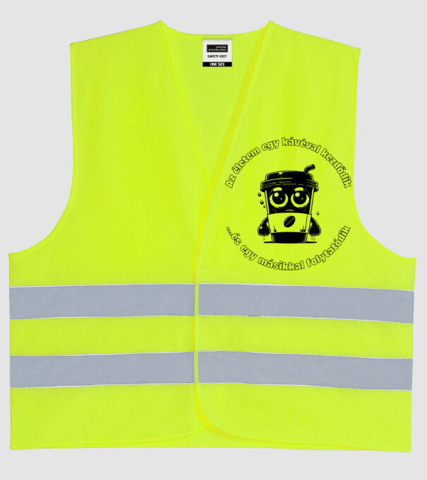 Vicces kávé minta neonsárga pólón