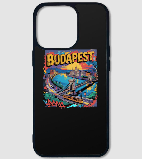 BUDAPEST minta fekete pólón