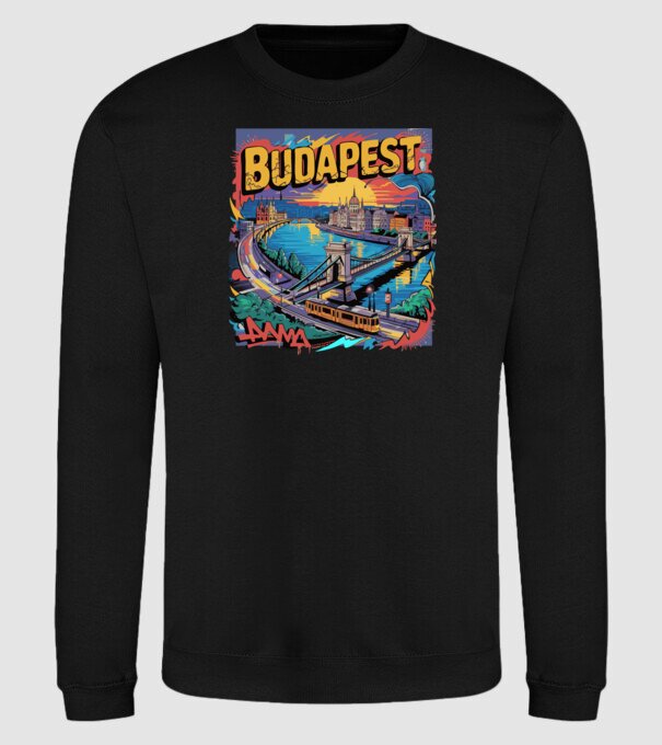 BUDAPEST minta fekete pólón