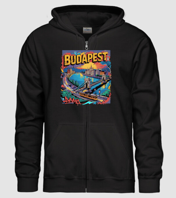 BUDAPEST minta fekete pólón