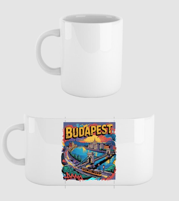 BUDAPEST minta fehér pólón