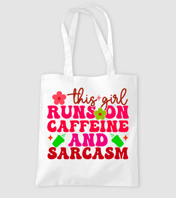 CAFFEINE AND SARCASM minta fehér pólón