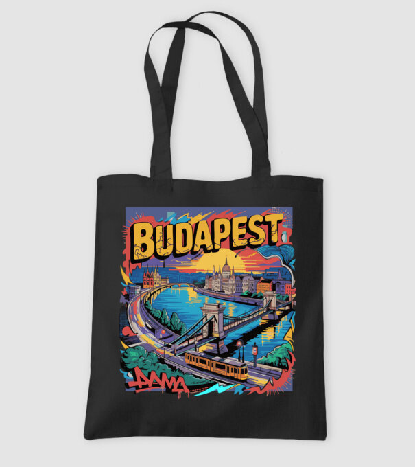 BUDAPEST minta fekete pólón