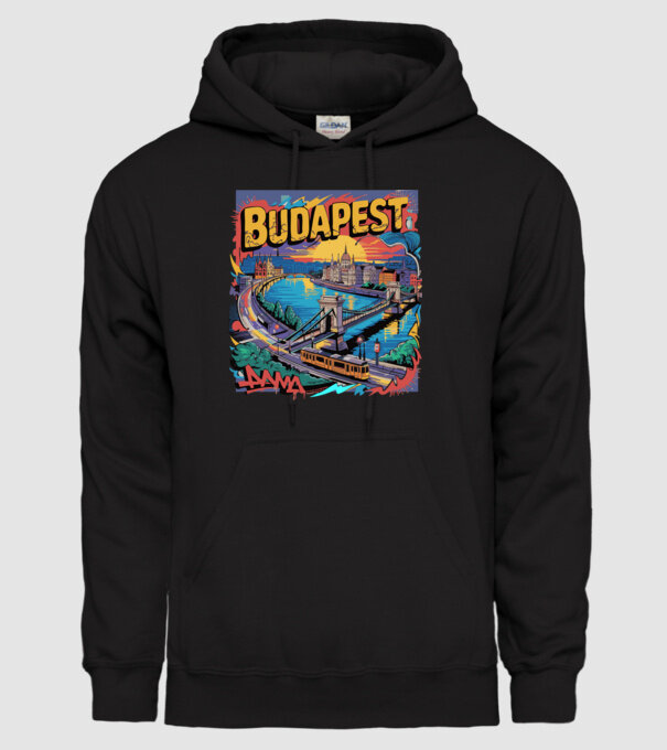 BUDAPEST minta fekete pólón