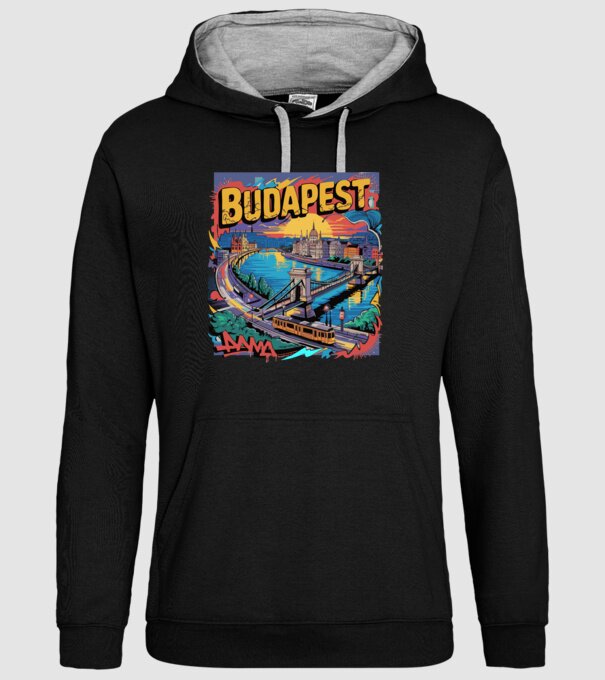 BUDAPEST minta fekete pólón