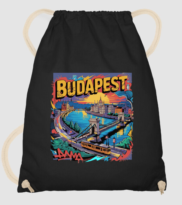 BUDAPEST minta fekete pólón
