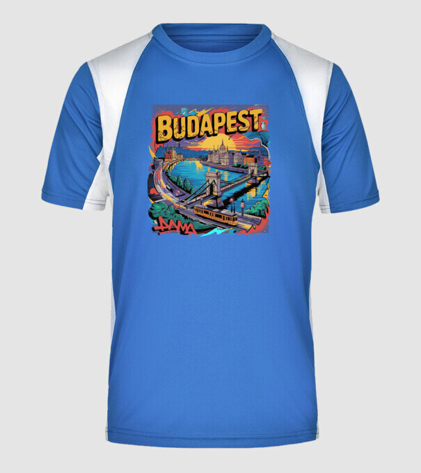 BUDAPEST minta királykék pólón
