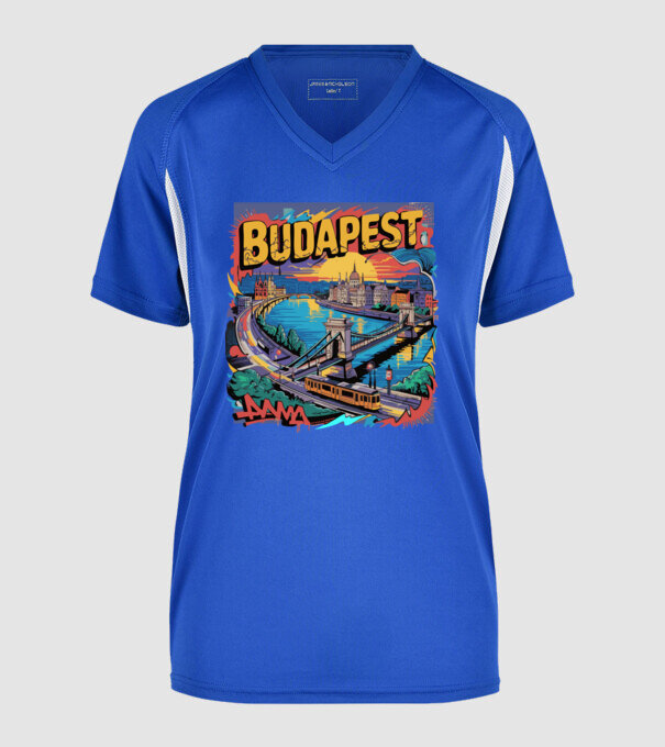 BUDAPEST minta királykék pólón