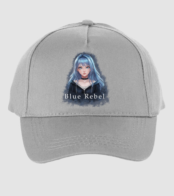 Blue Rebel – A Lázadás Színe minta szürke pólón