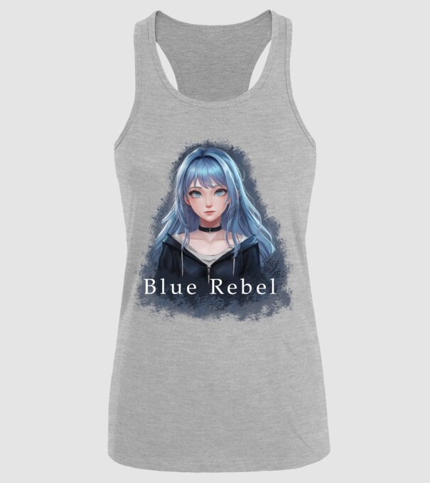 Blue Rebel – A Lázadás Színe minta szürke pólón