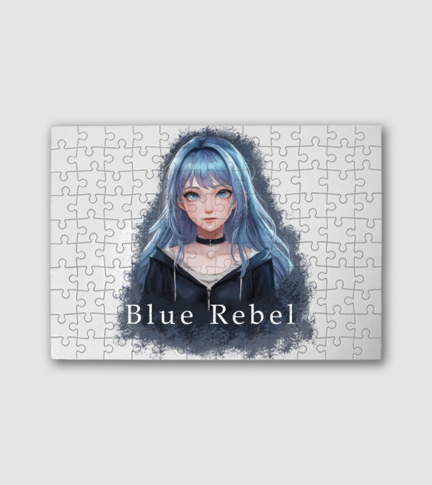 Blue Rebel – A Lázadás Színe minta fehér pólón