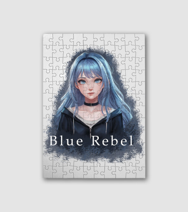 Blue Rebel – A Lázadás Színe minta fehér pólón
