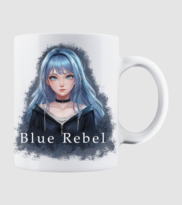 Blue Rebel – A Lázadás Színe minta fehér pólón