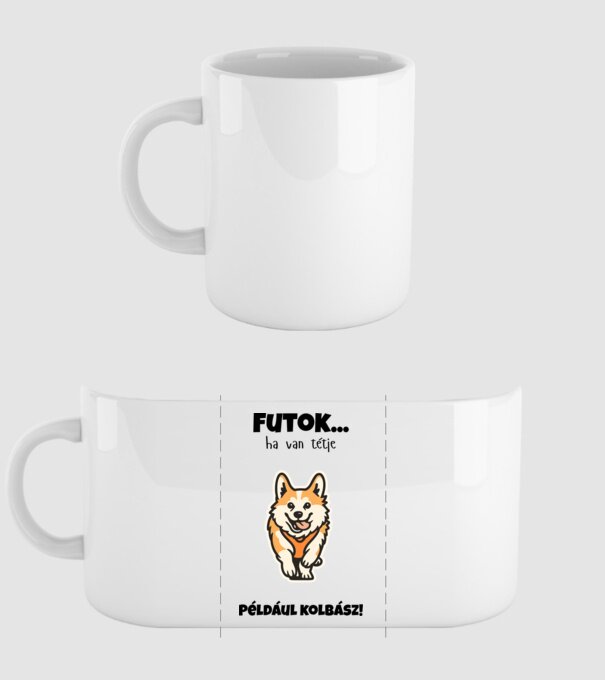 Corgi Sprint Kolbászig minta fehér pólón