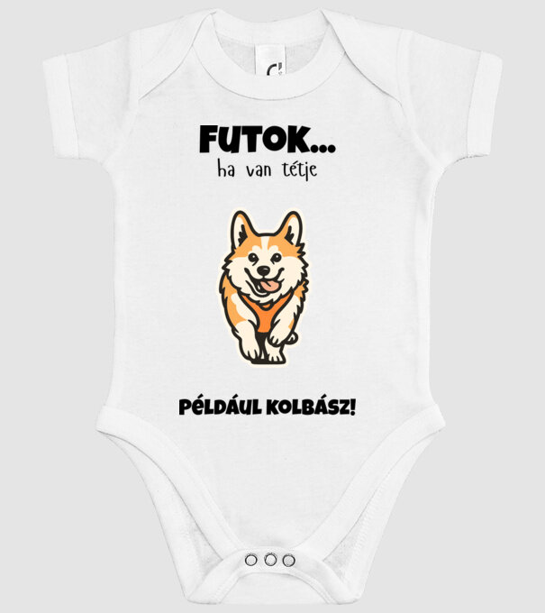 Corgi Sprint Kolbászig minta fehér pólón