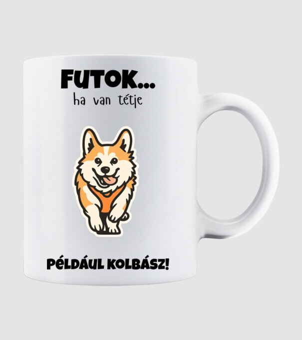 Corgi Sprint Kolbászig minta fehér pólón