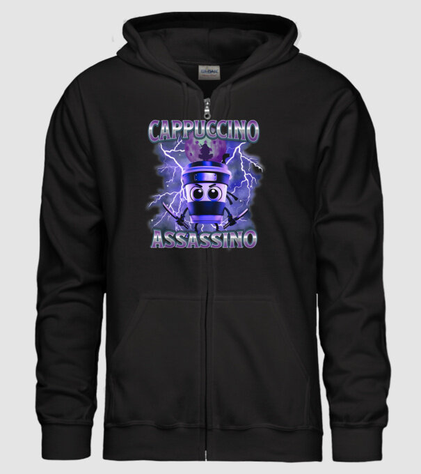 Lila Cappuccino Assassino minta fekete pólón