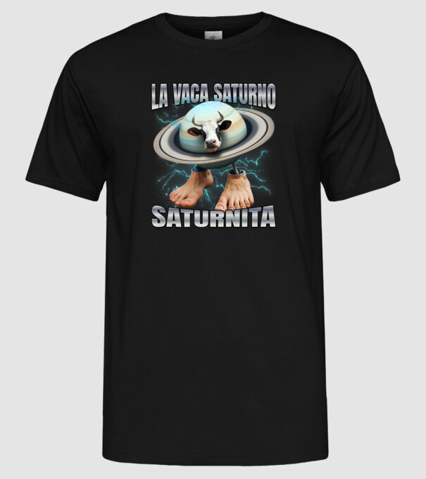 La Vaca Saturno Saturnita minta fekete pólón