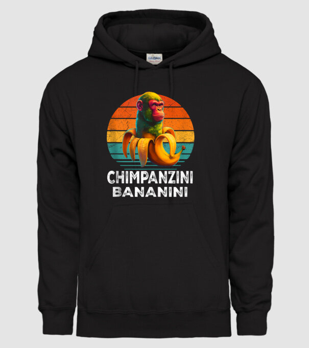 Chimpanzini Bananini minta fekete pólón