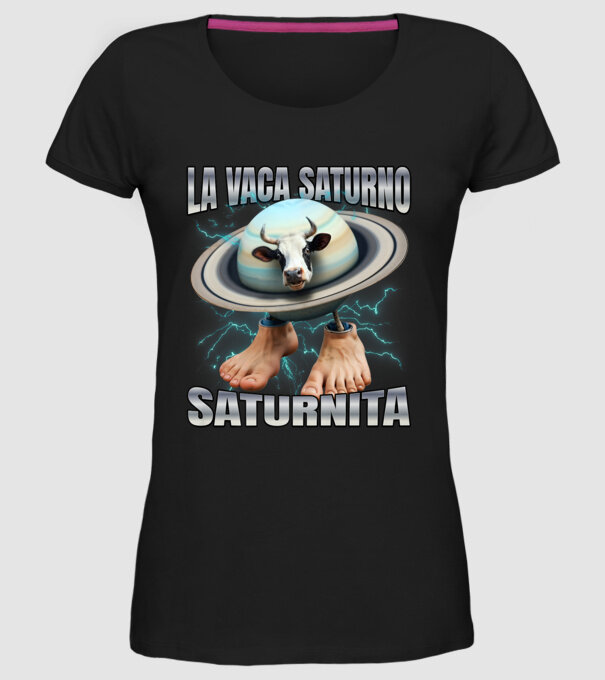 La Vaca Saturno Saturnita minta fekete pólón
