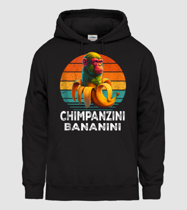 Chimpanzini Bananini minta fekete pólón