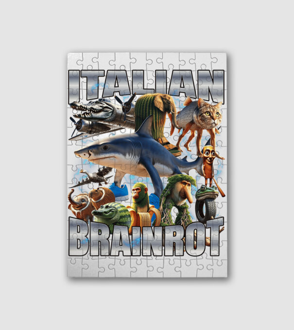 Italian Brainrot Csapat minta fehér pólón