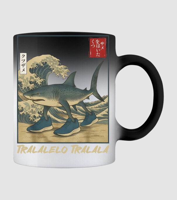 Tralalelo Tralala japán stílus minta fekete pólón