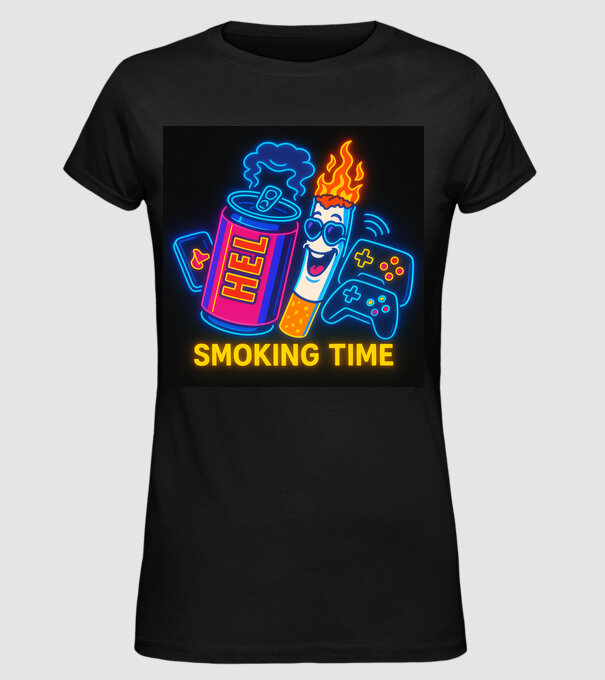 Smoke Time meme minta fekete pólón
