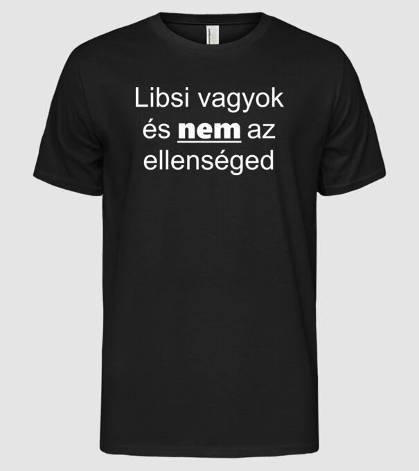 libsi, nem ellenség_fehér minta fekete pólón