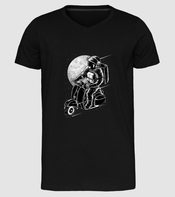 Astronauta futárszolgálat minta fekete pólón