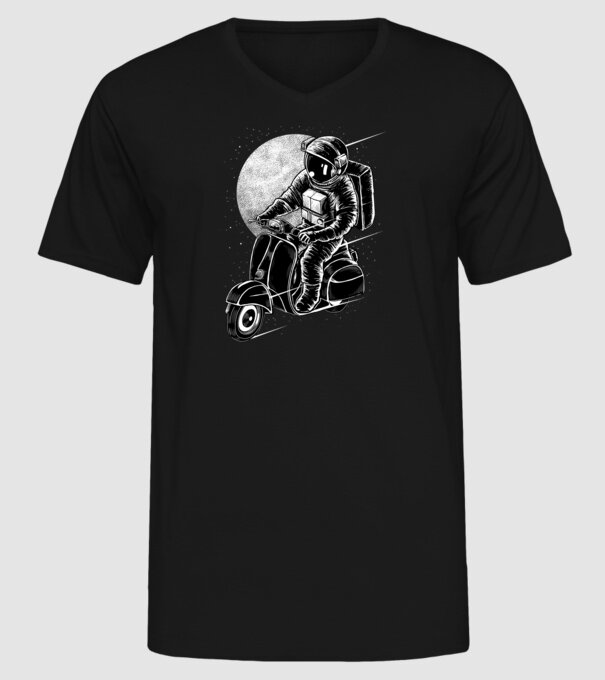 Astronauta futárszolgálat minta fekete pólón