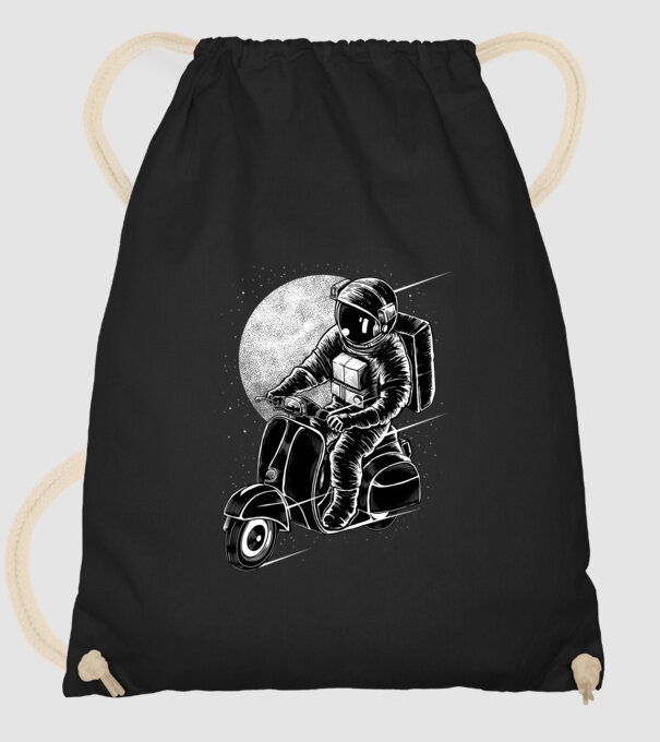 Astronauta futárszolgálat minta fekete pólón