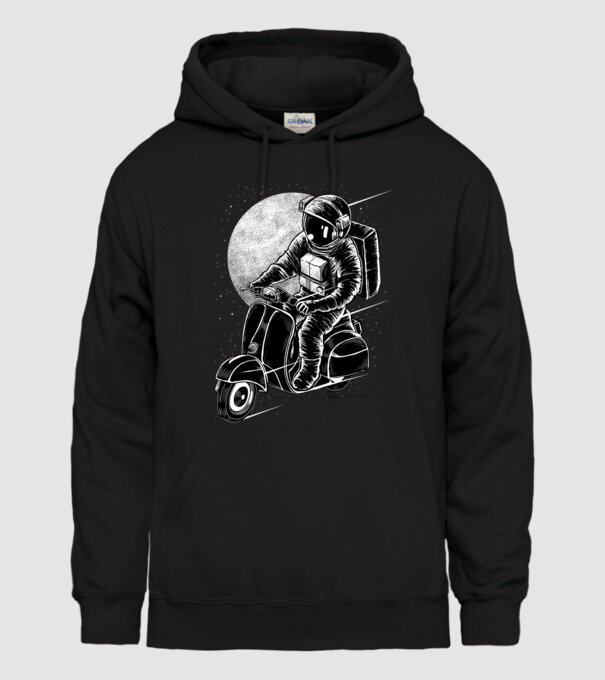 Astronauta futárszolgálat minta fekete pólón