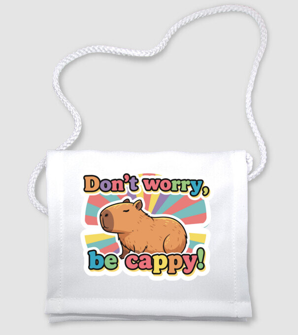 Vintage kapibara 'Don't worry be cappy' felirattal minta fehér pólón