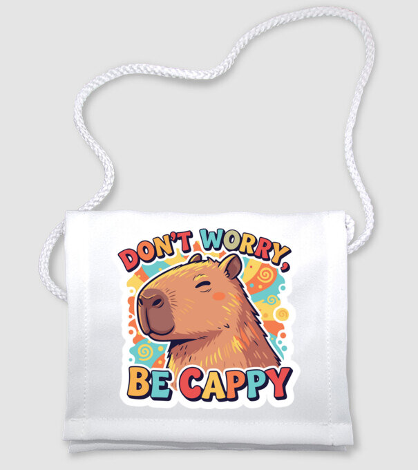 Vintage kapibara 'Don't worry be cappy' felirattal minta fehér pólón