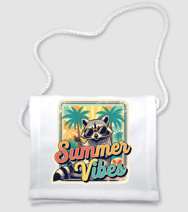Vintage mosómedve 'Summer vibes' felirattal minta fehér pólón