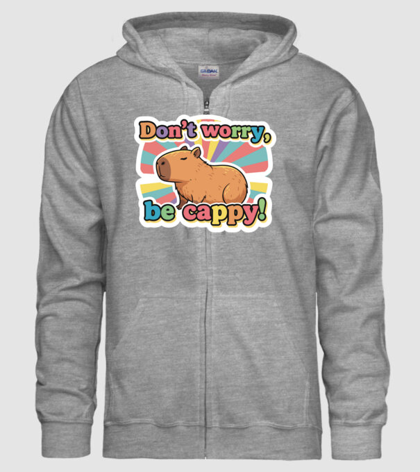 Vintage kapibara 'Don't worry be cappy' felirattal minta szürke pólón